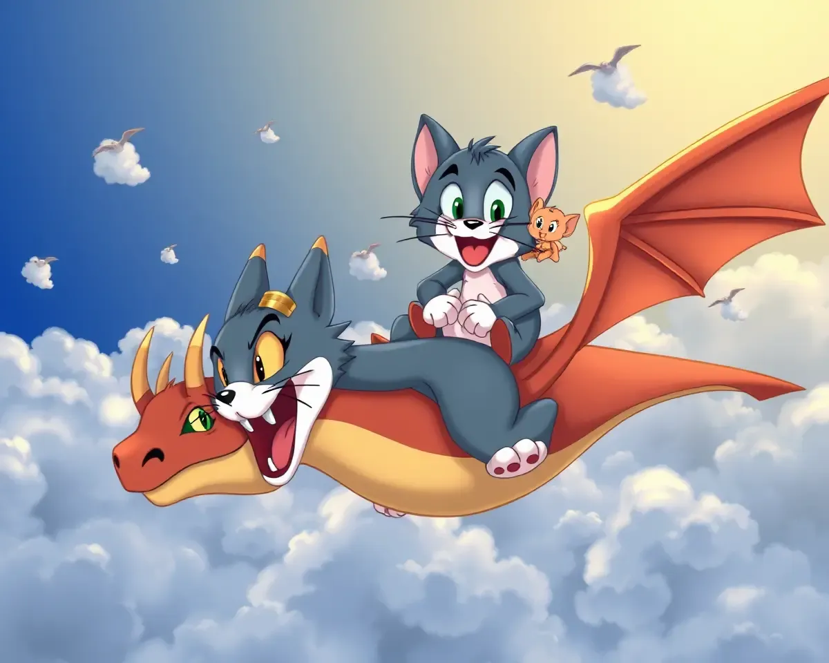 Tom and Jerry Fantasy Adventure Png Image Stylized Illustration