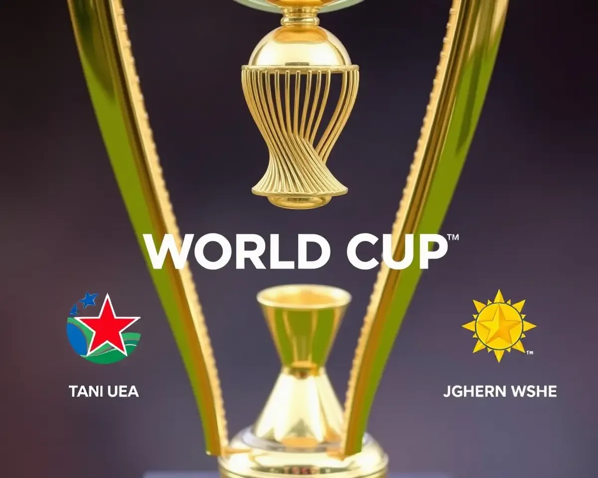 Top Teams' Logos on Cricket World Cup Trophy Close-Up