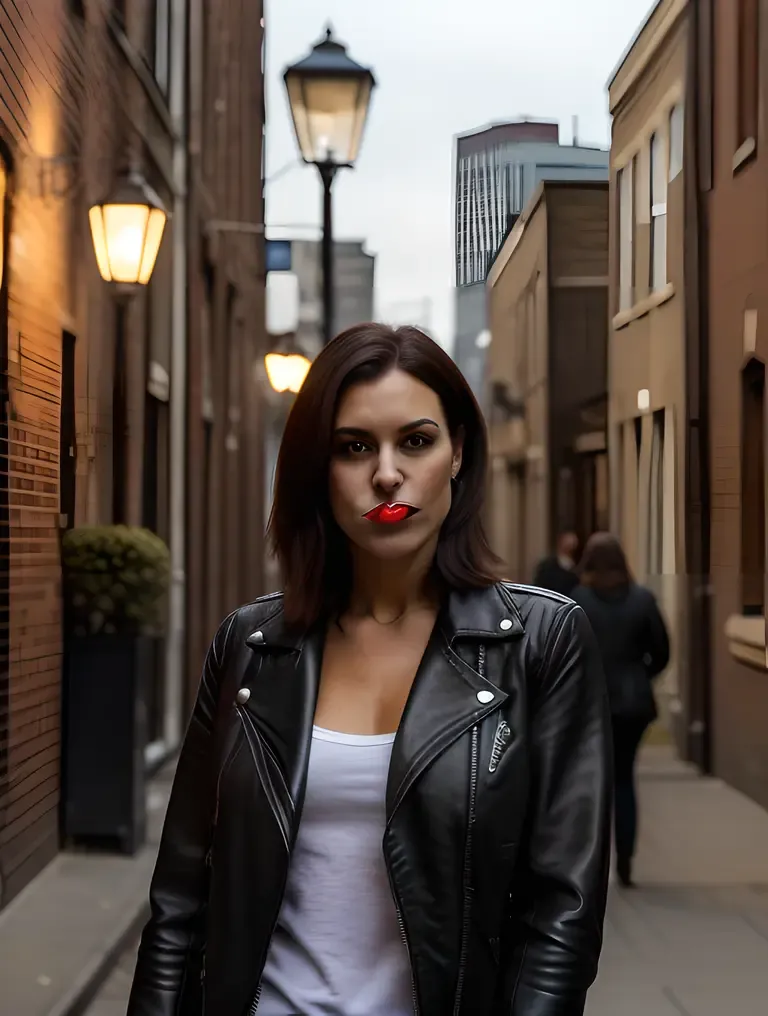 Tough Smoking Girl in Dark Alley