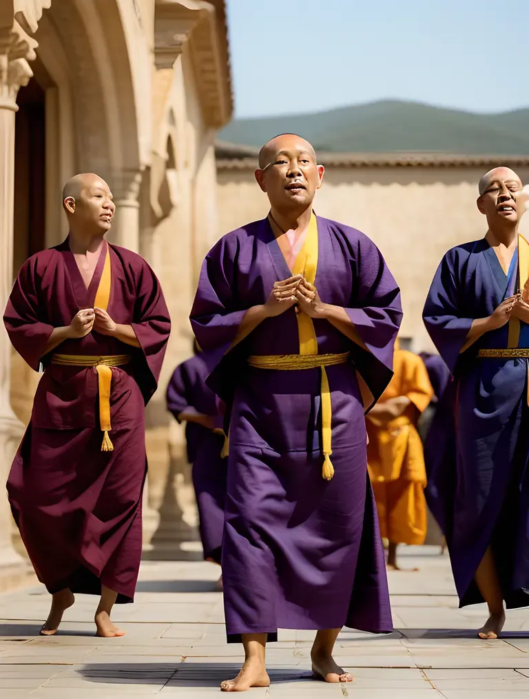 Traditional Dance of Colorful Monks