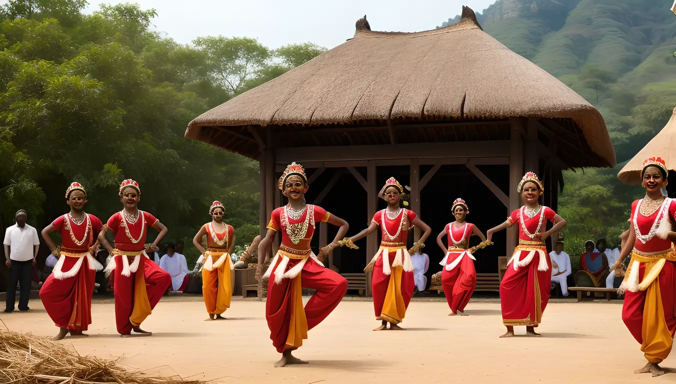 Traditional Folk Dance in Rustic Rural Setting