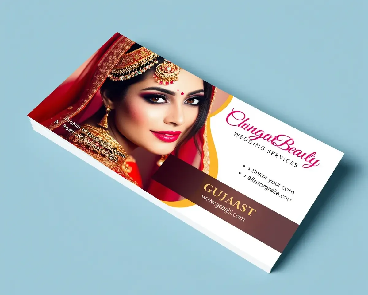 Traditional Gujarati Bride Wedding Beauty Visiting Card