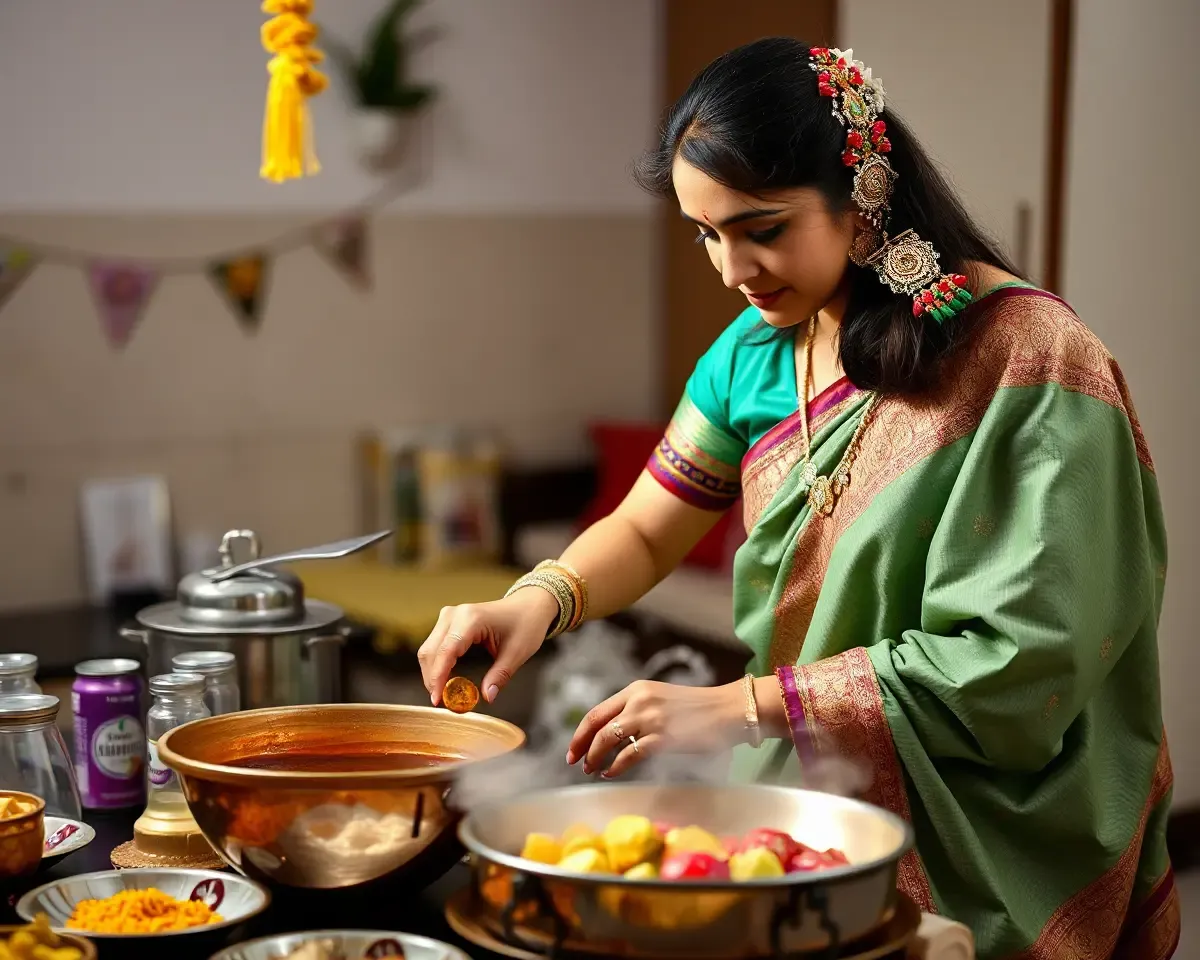 Traditional Gujarati Lady Prepares Special Dishes for Happy Dhanteras