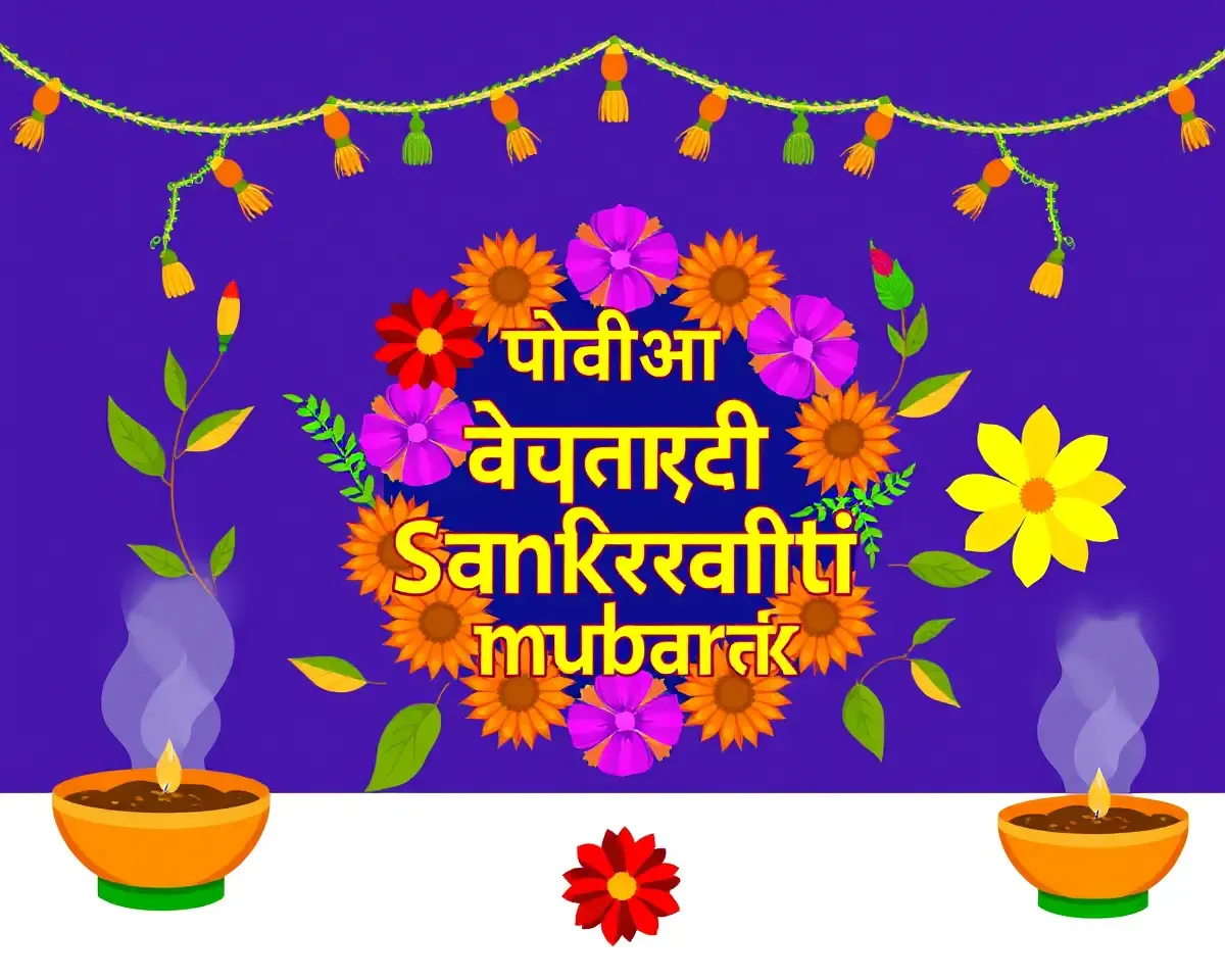 Traditional Indian Festival Decoration with Hindi Greeting