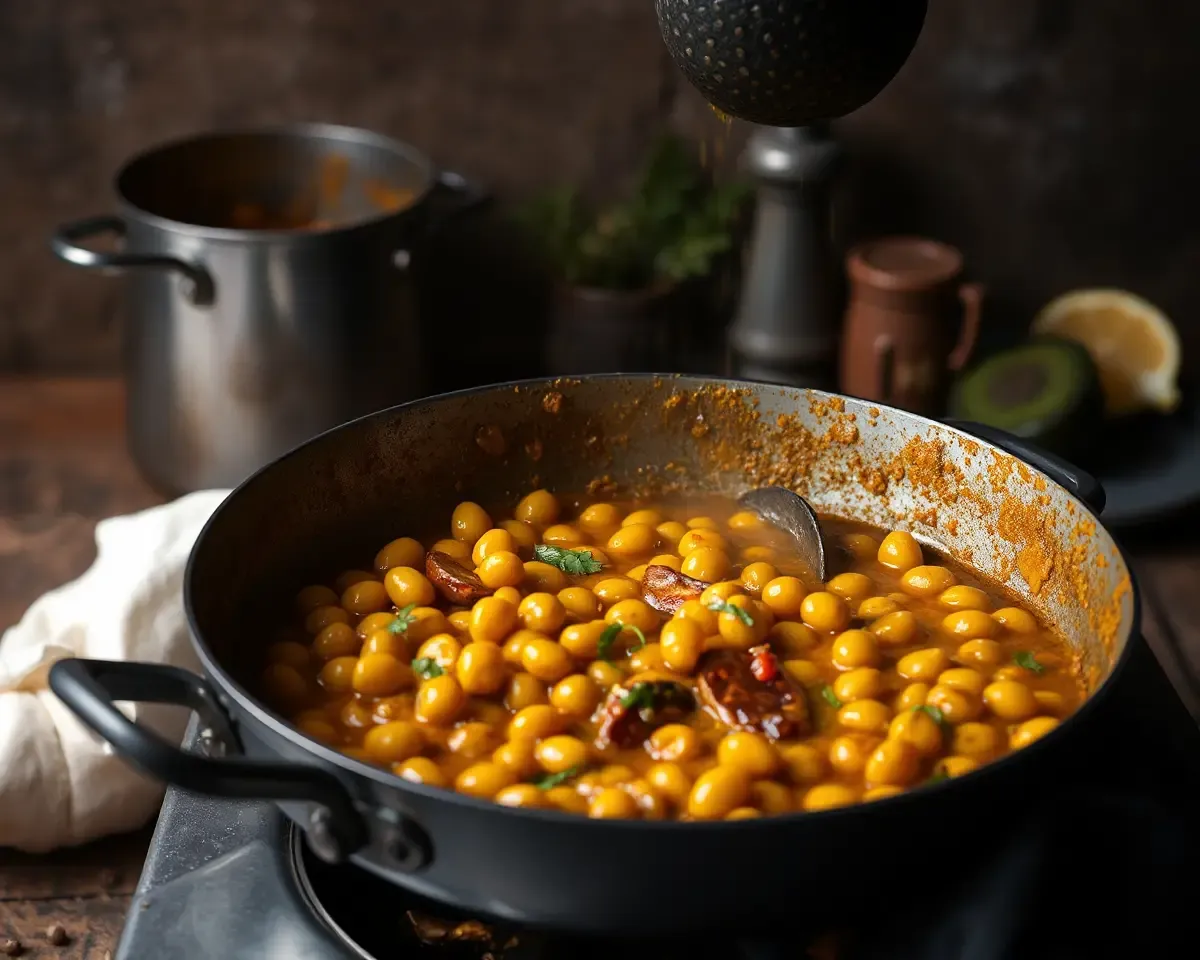 Traditional Indian Kitchen Cooking Dal Fry Rustically