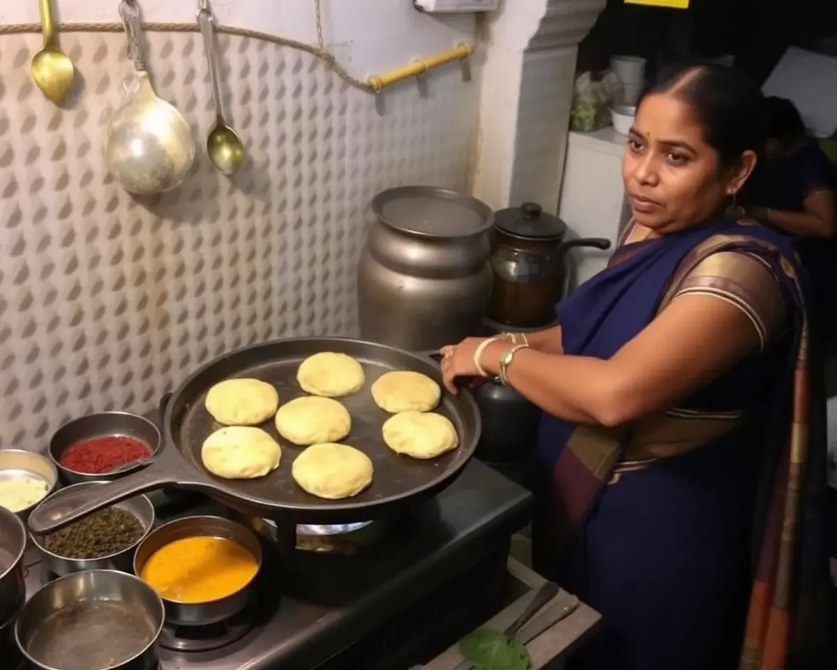 Traditional Indian Kitchen Cooking Paniyaram