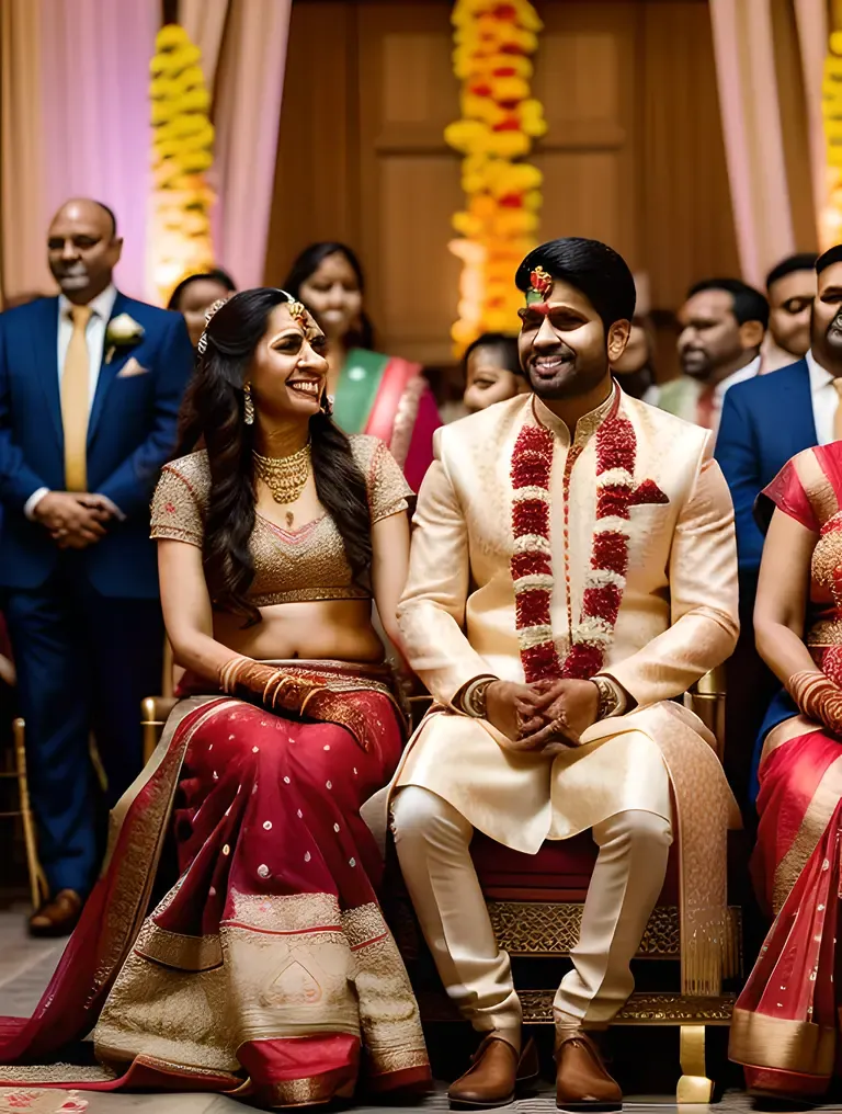 Traditional Indian Wedding Procession with Throne-Like Seat