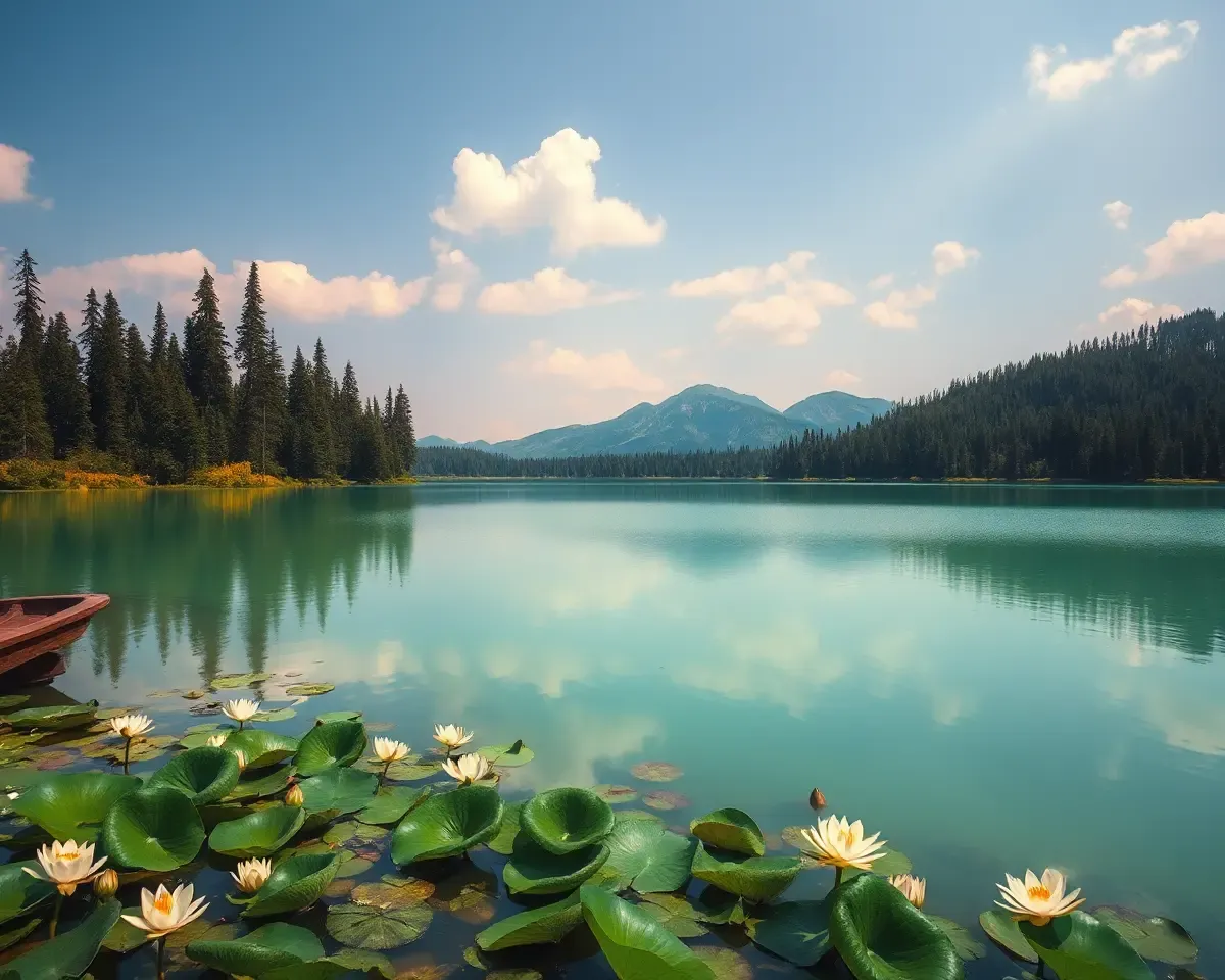Tranquil Lake in Kingdom of Heaven with Lush Greenery