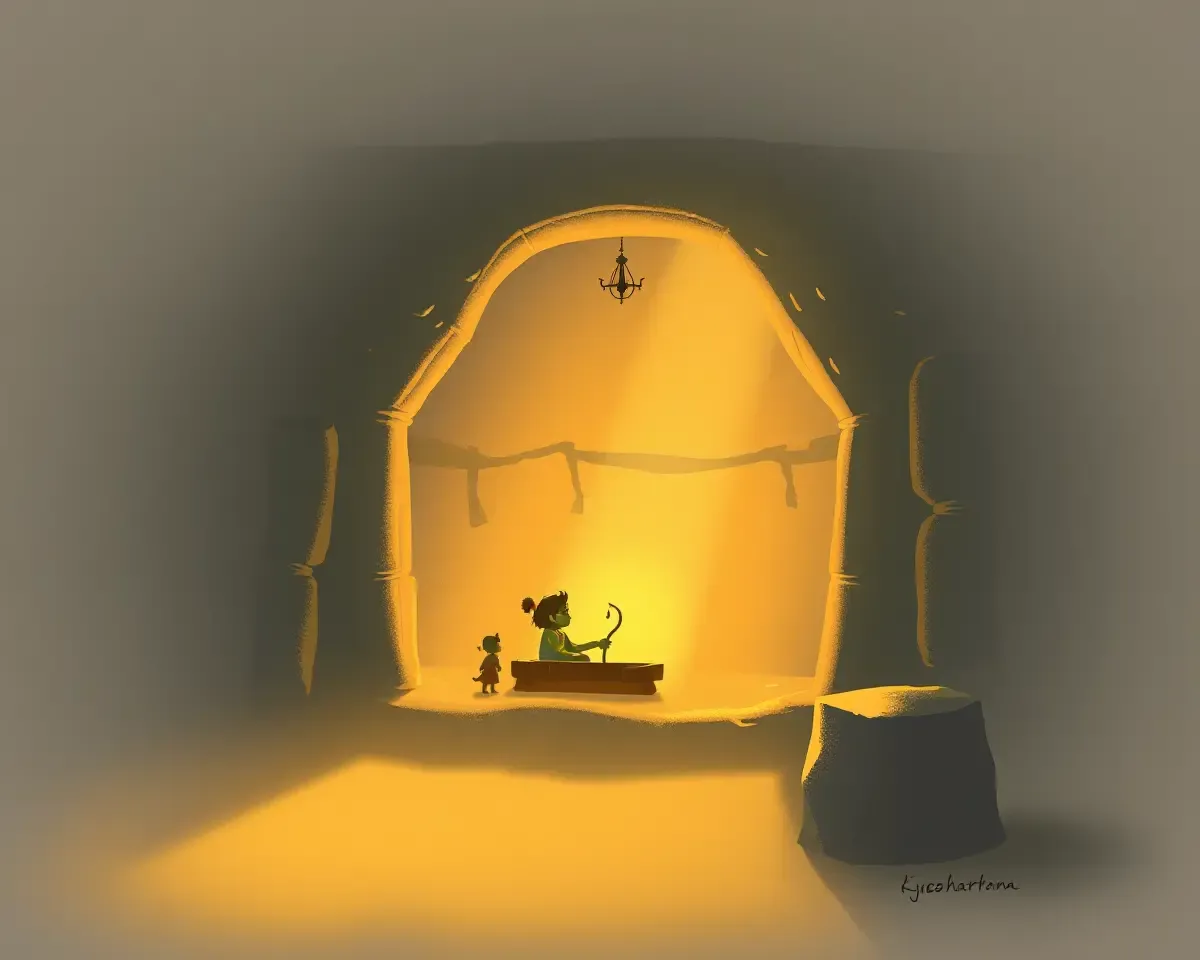 Transparent Lord Krishna's Birthplace with Warm Golden Light
