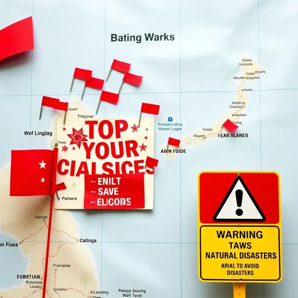 Travel Warnings: Red Flags Indicate Disaster-Prone Areas on Map