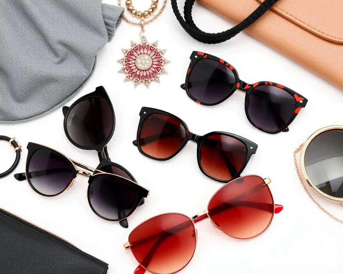Trendy Accessories Surround Sexxxy Sunglasses in Flat Lay