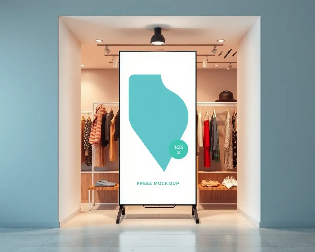 Trendy Boutique Standee Mockup with Free PSD File Download