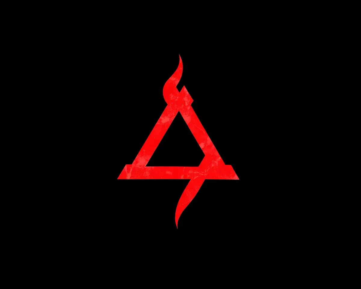 Trishul Symbol in Fiery Red on Black Background Picsart
