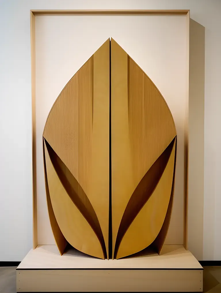 Unique Plywood Sculpture in Modern Art Gallery