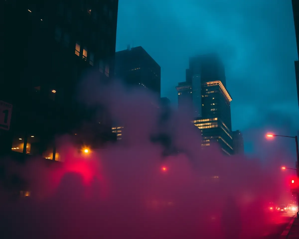 Urban Cityscape with Smoke Effects iPhone Wallpaper