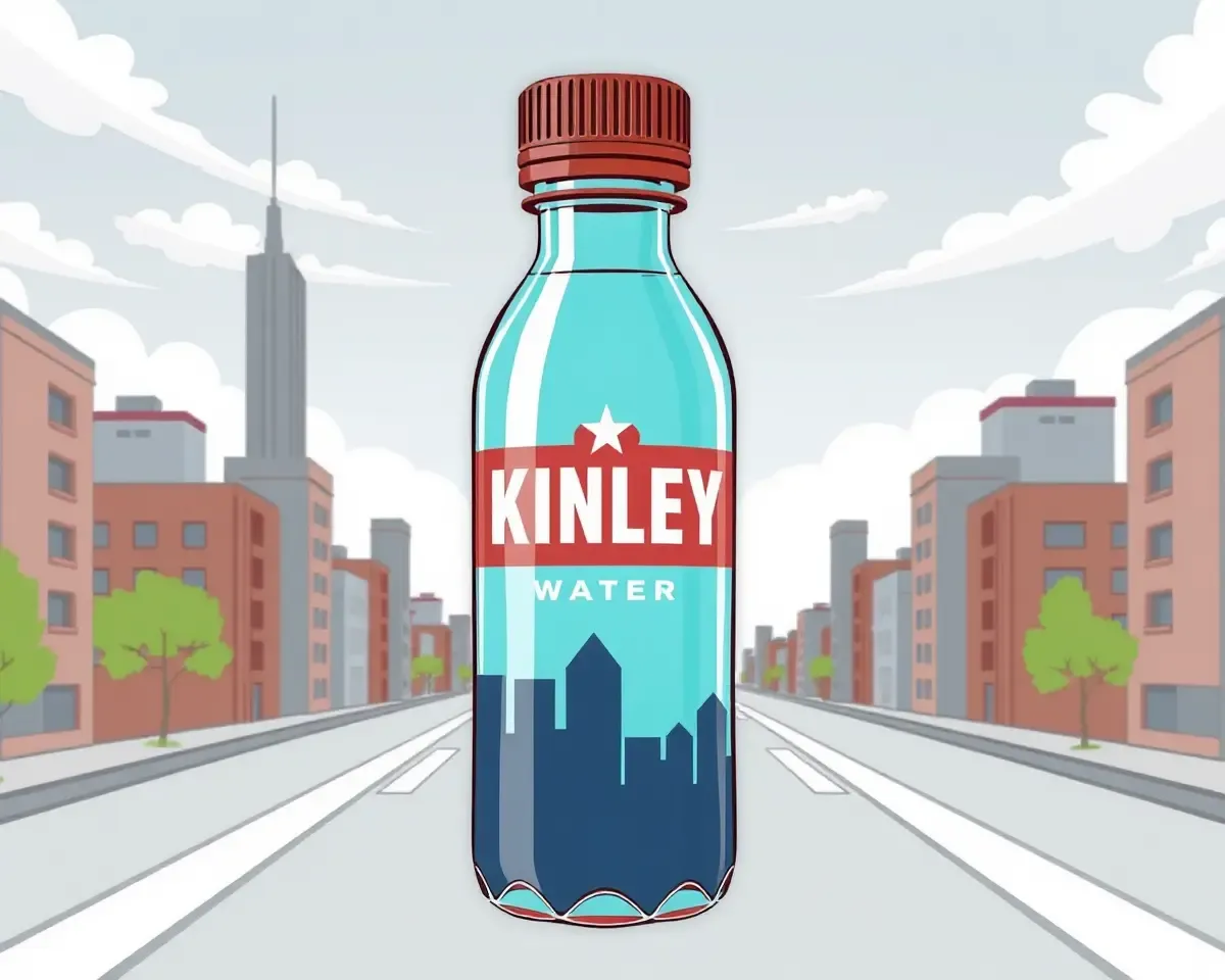 Urban Kinley Water Bottle with Cityscape Background Illustration