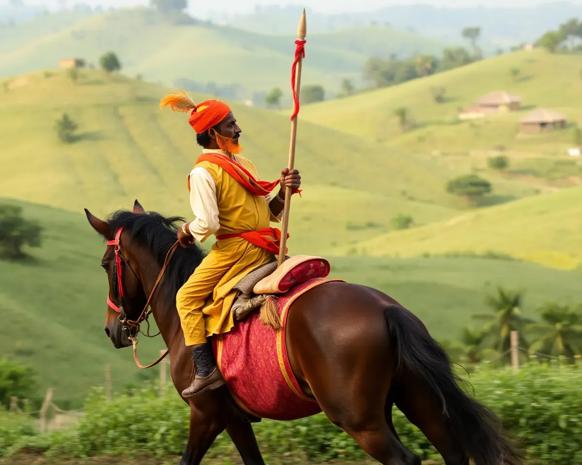 Vanniyar Man Rides Horse Through Rural Hills and Pastures
