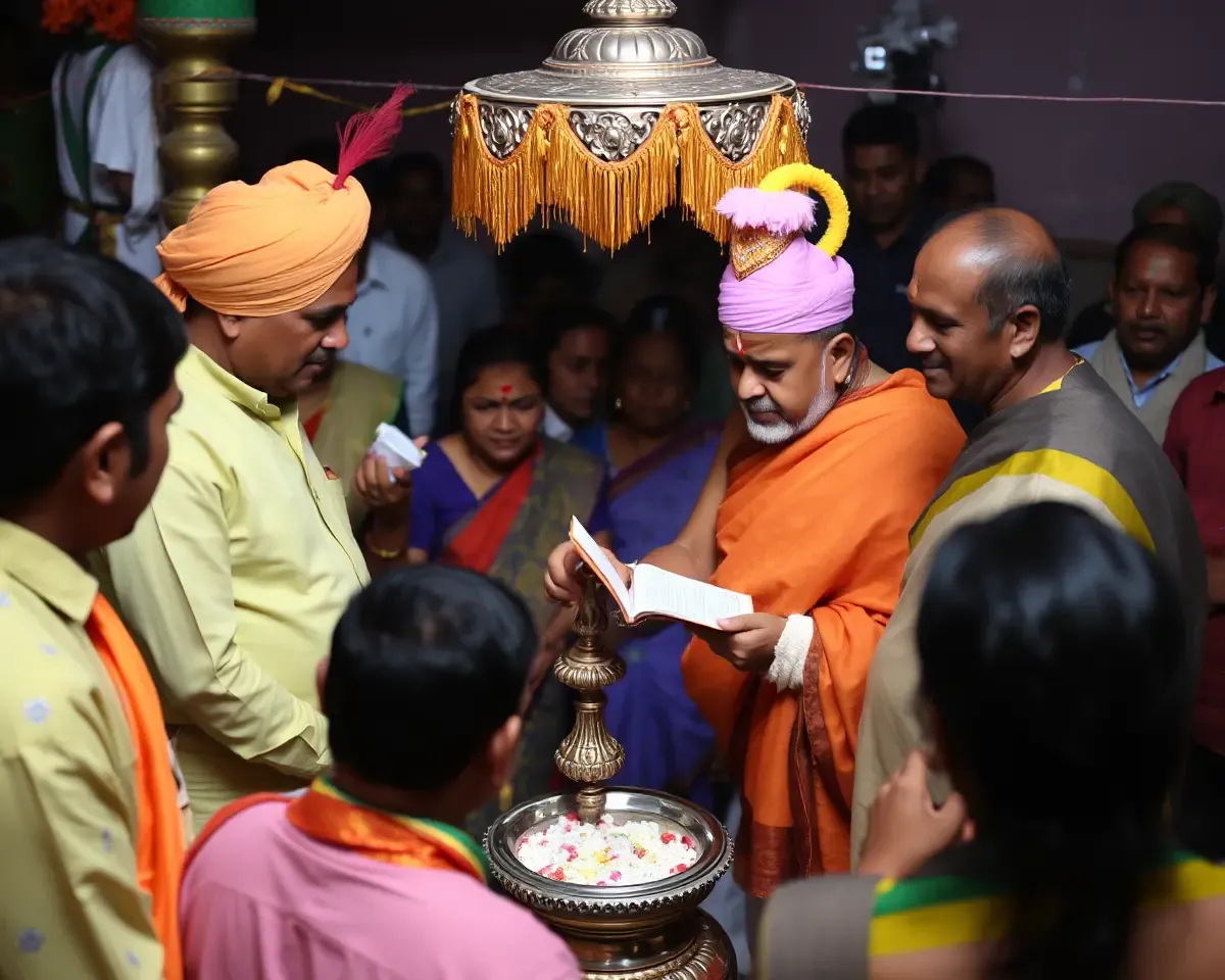 Varsha Leads Traditional Hindu Ritual with Shraddha Patrika and Vessel