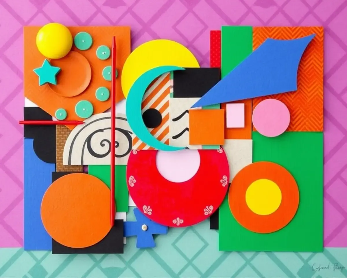 Vibrant 12x18 Collage PSD with Abstract Shapes and Bright Colors
