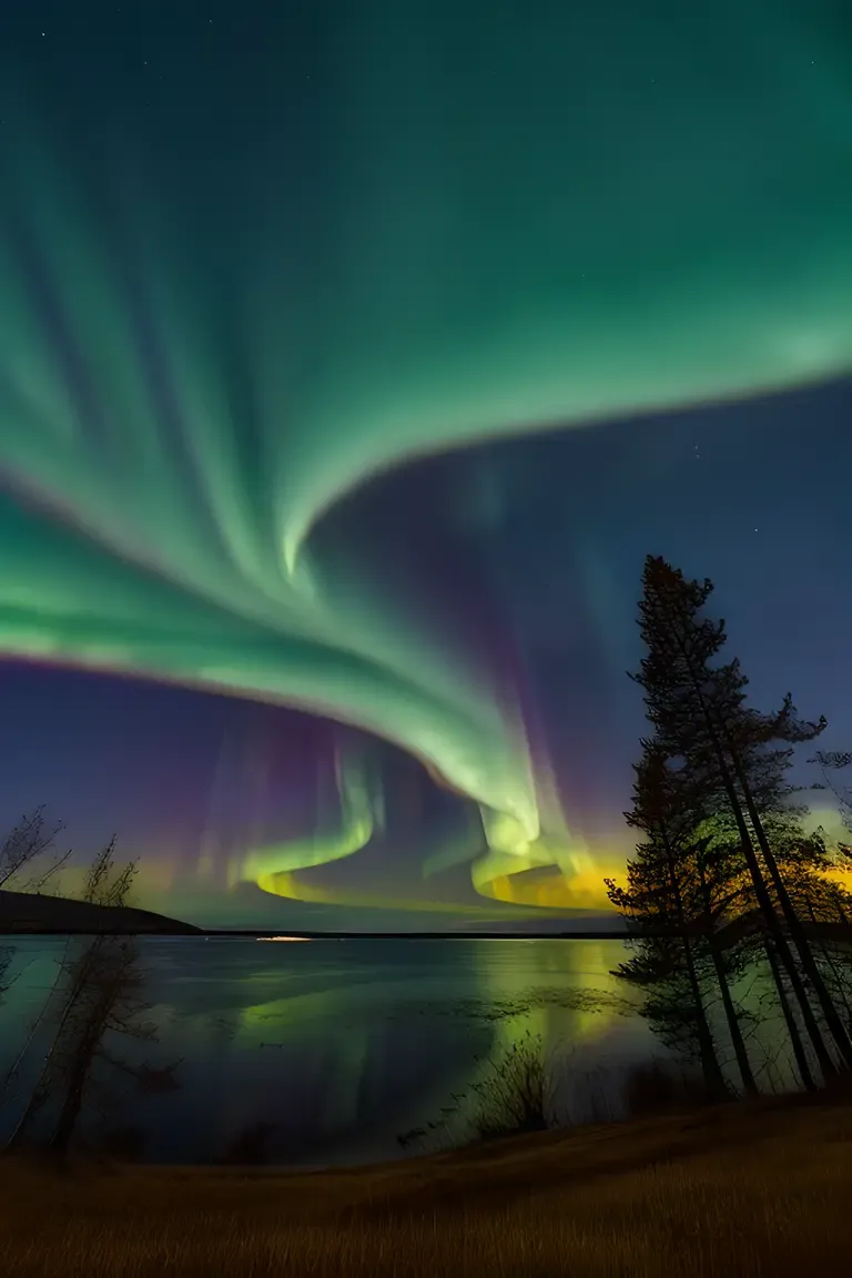Vibrant Aurora Borealis Lights Up Night Sky Aaaaa