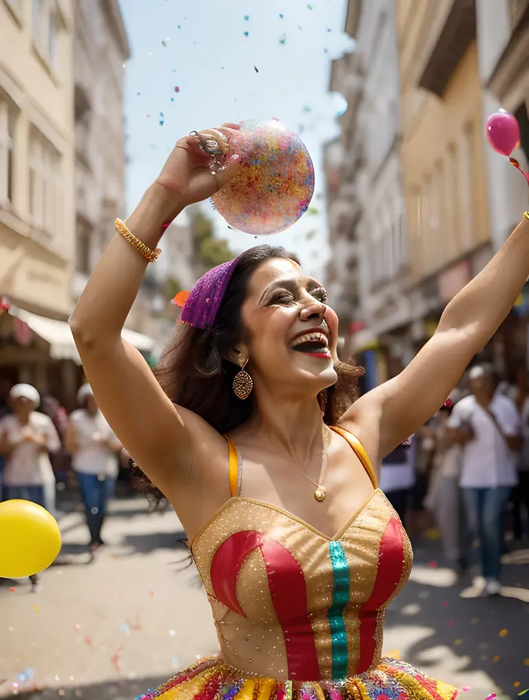 Vibrant Beauty Aunty Dances in Colorful Festival