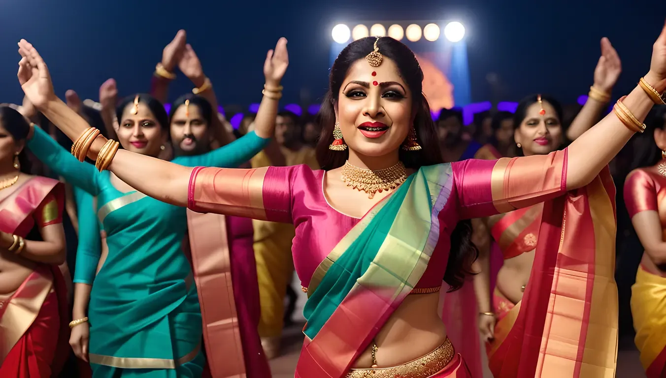 Vibrant Beauty Aunty Performing Traditional Dance