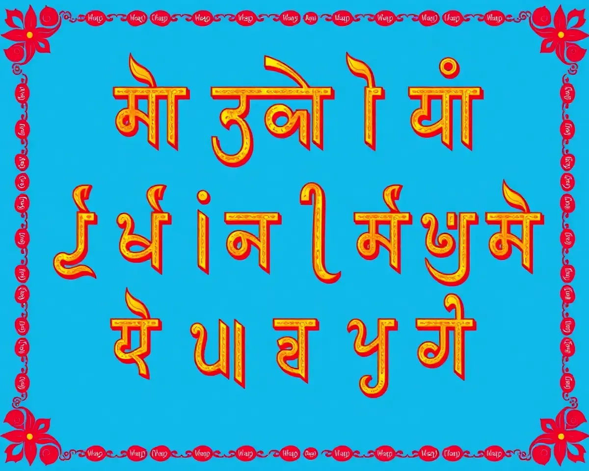 Vibrant Blue Sanskrit Alphabet with WhatsApp Border