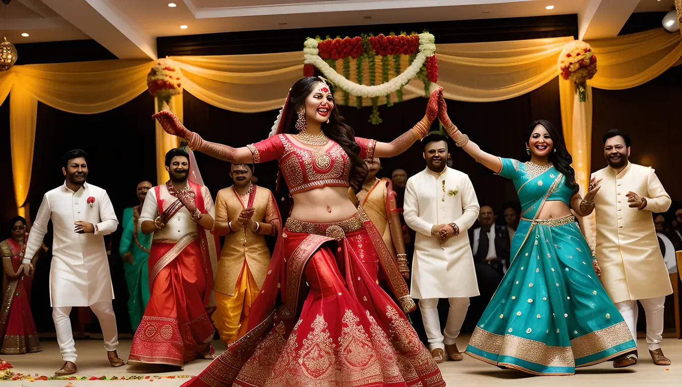Vibrant Deshi Bhabhi Wedding Celebration with Colorful Decorations