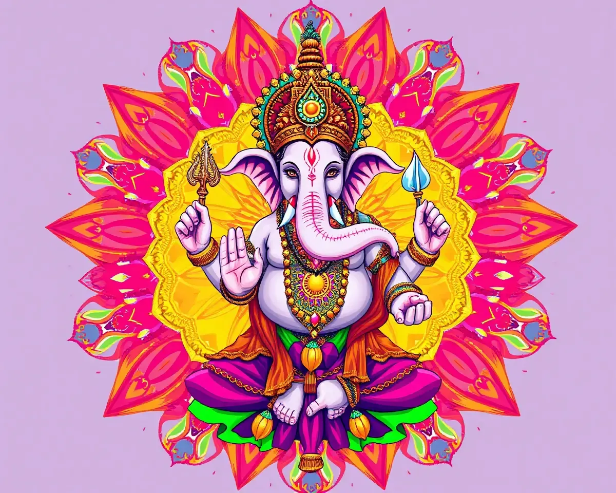 Vibrant Ganesha Illustration for Anant Chaturdashi Celebrations with Colors