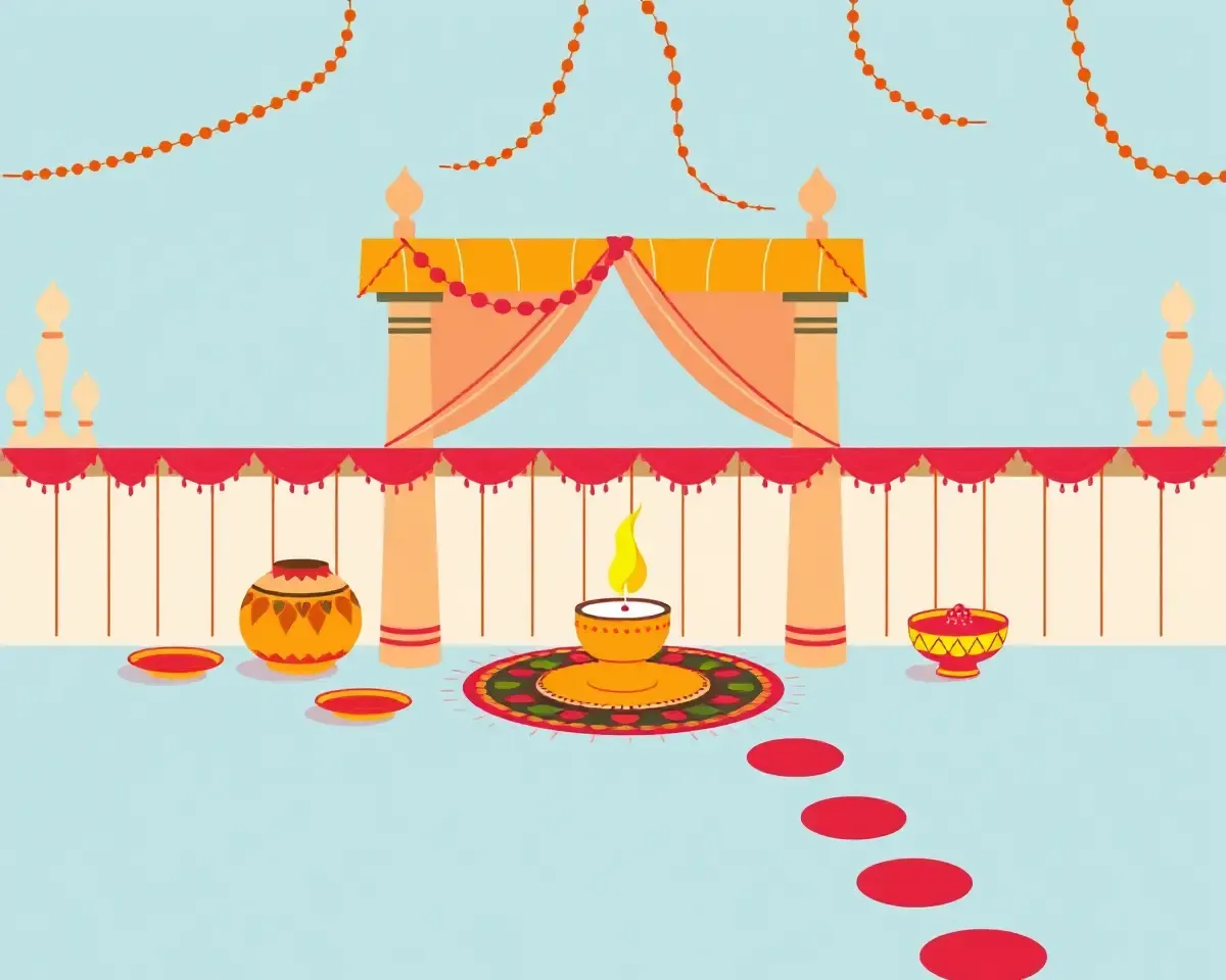 Vibrant Gujarati Festival with Minimalist Decorations