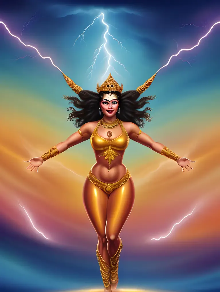 Vibrant Kaliamman with Multiple Arms and Legs
