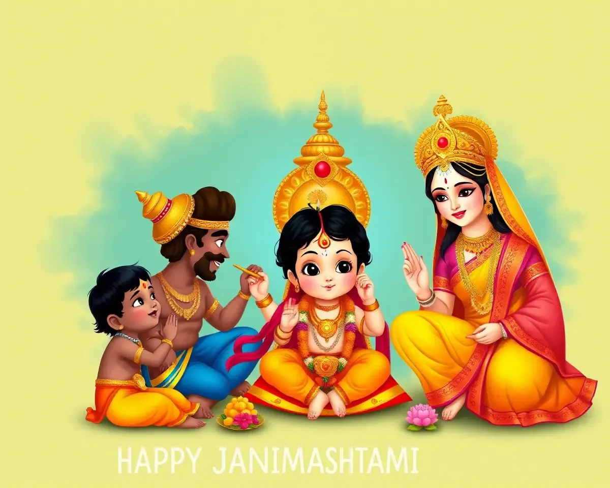 Vibrant Krishna Illustration on Janmashtami Celebration