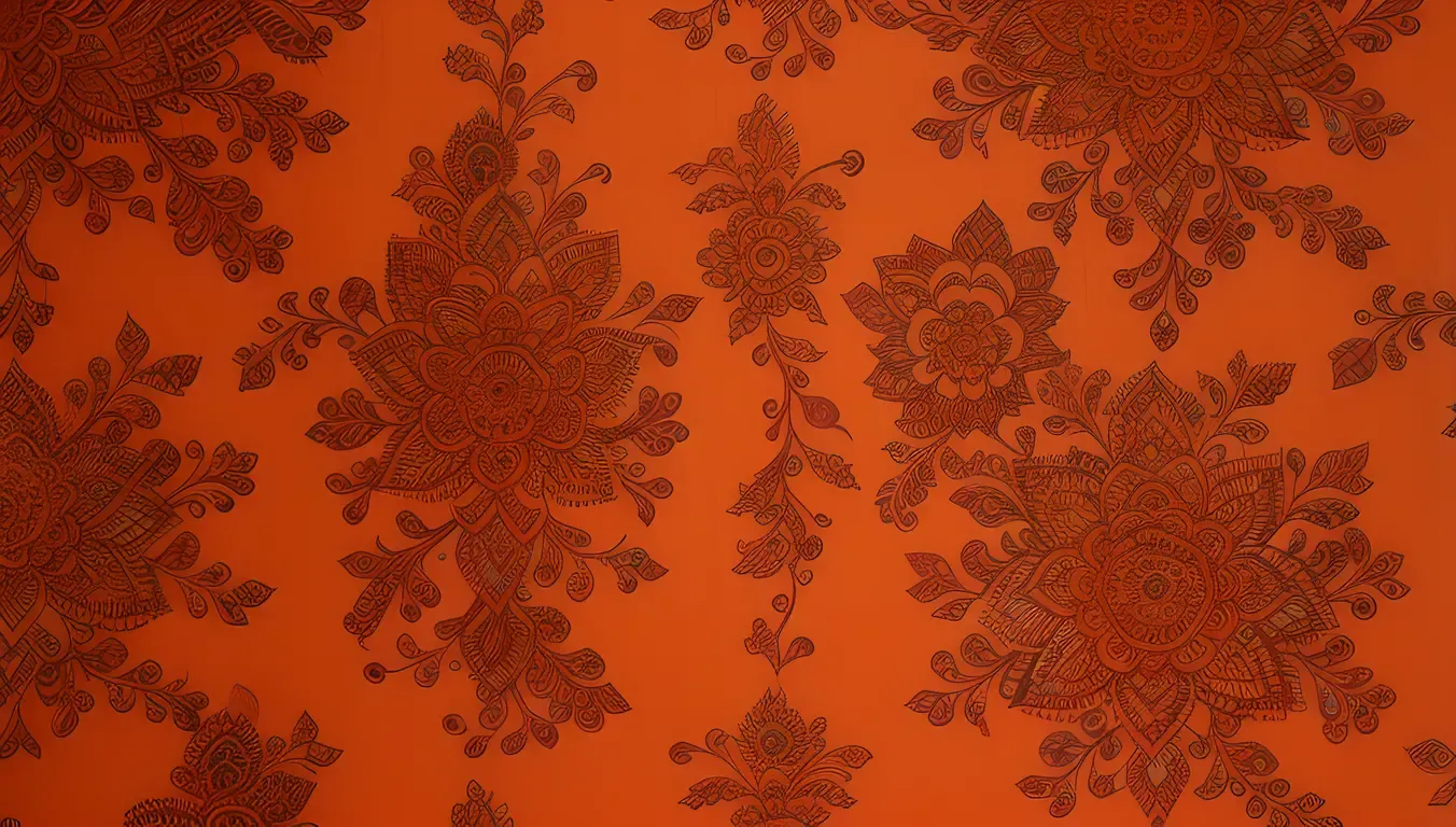Vibrant Kushti Wallpaper with Intricate Henna Designs and Floral Patterns