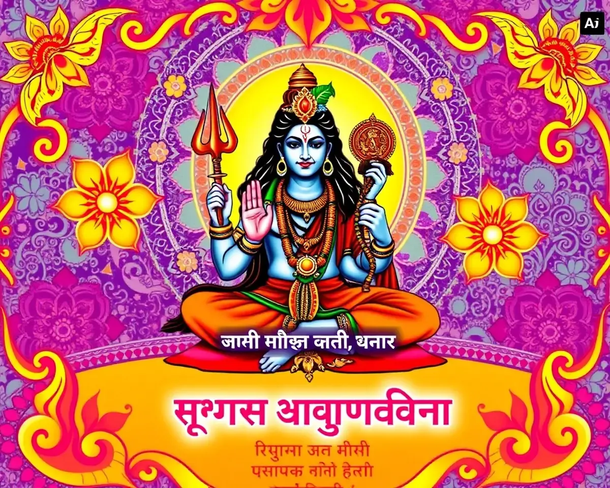 Vibrant Maha Shivratri Invitation Card in Hindi with Lord Shiva and Goddess Parvati