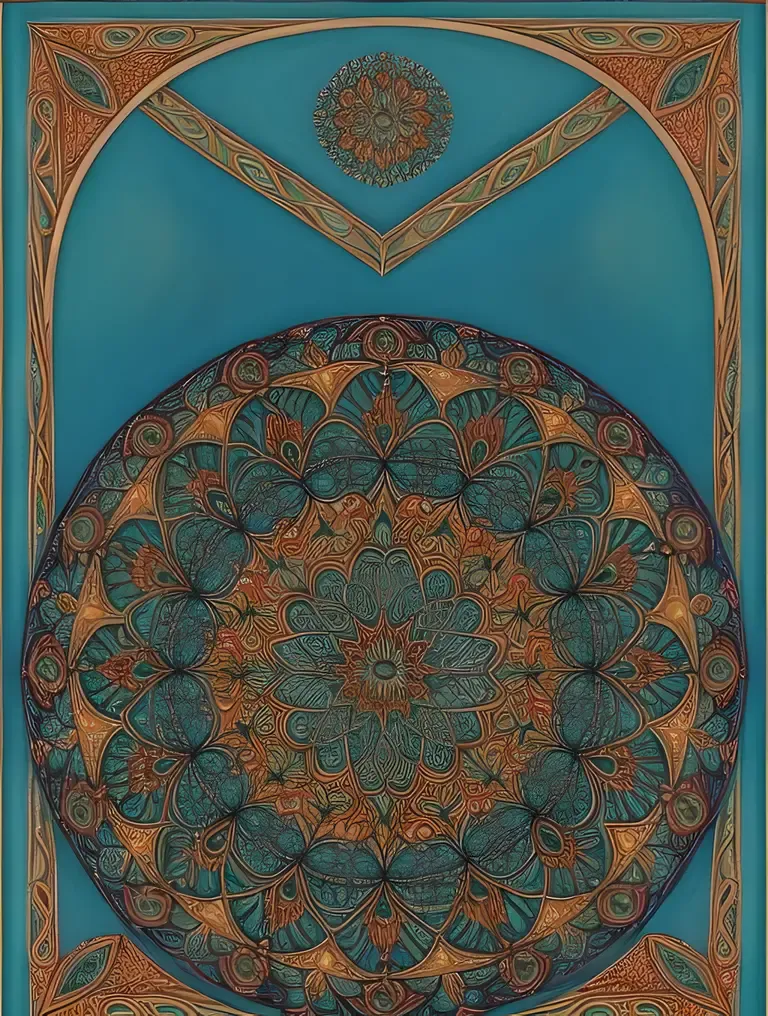 Vibrant Mandala Tessellation in Shades of Blue and Green