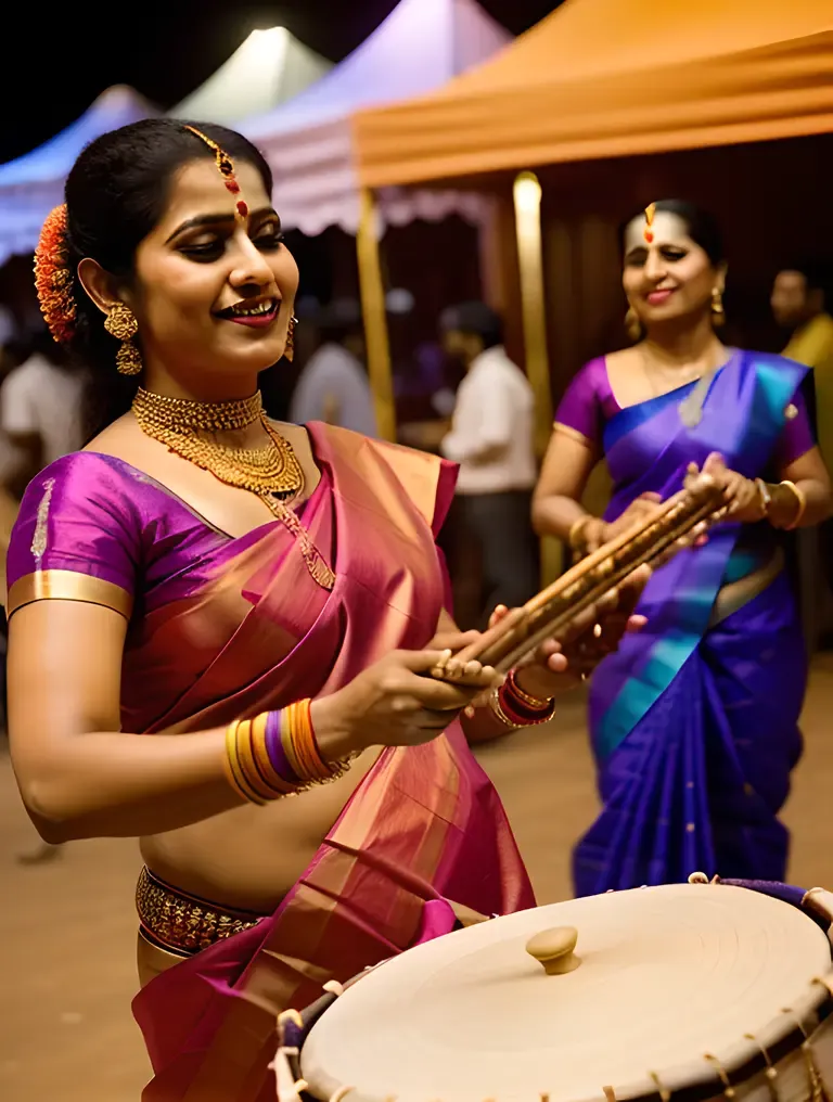 Vibrant Mridangam Drum at Indian Festival