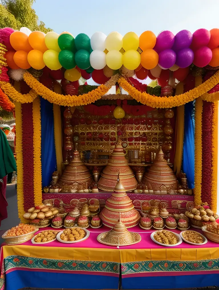 Vibrant Murukku Stall at Traditional Indian Festival Background Scene