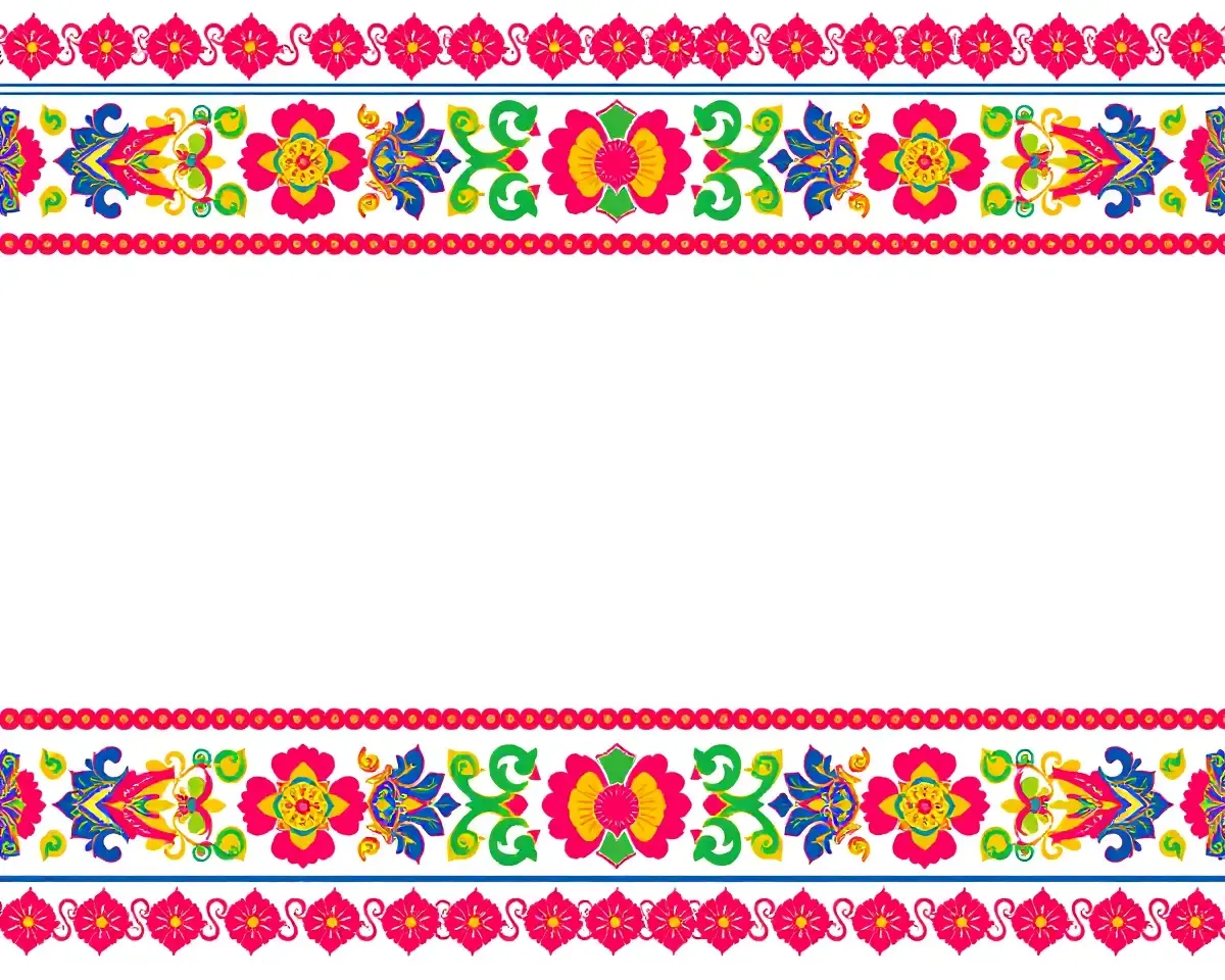 Vibrant Sambalpuri Border Design with Intricate Patterns PNG