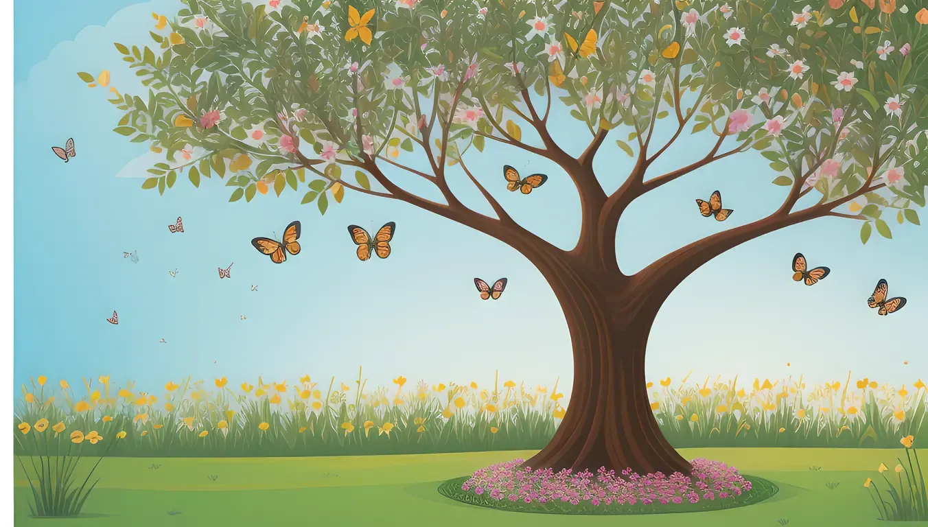Vibrant Sharabi Tree Illustration with Whimsy