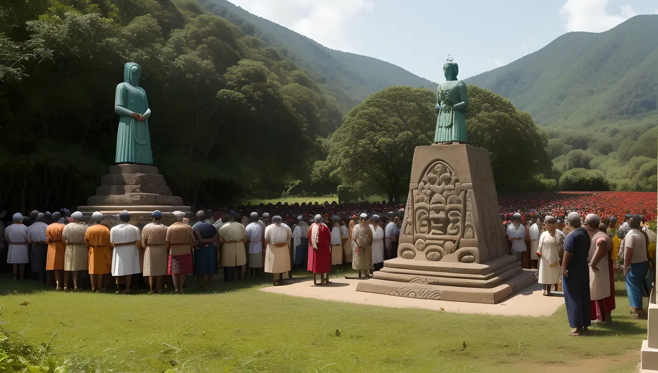 Villagers Celebrate Harvest Festival Around Fertility Goddess Stone Carving Pictures