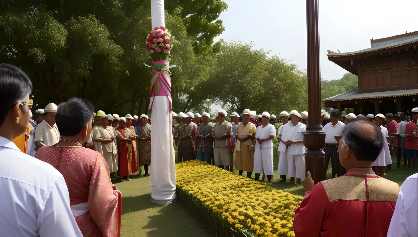 Villagers Decorate Karaga Pole for Traditional Festival