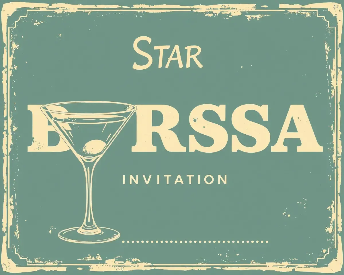 Vintage Cocktail Barsa Invitation Card Illustration