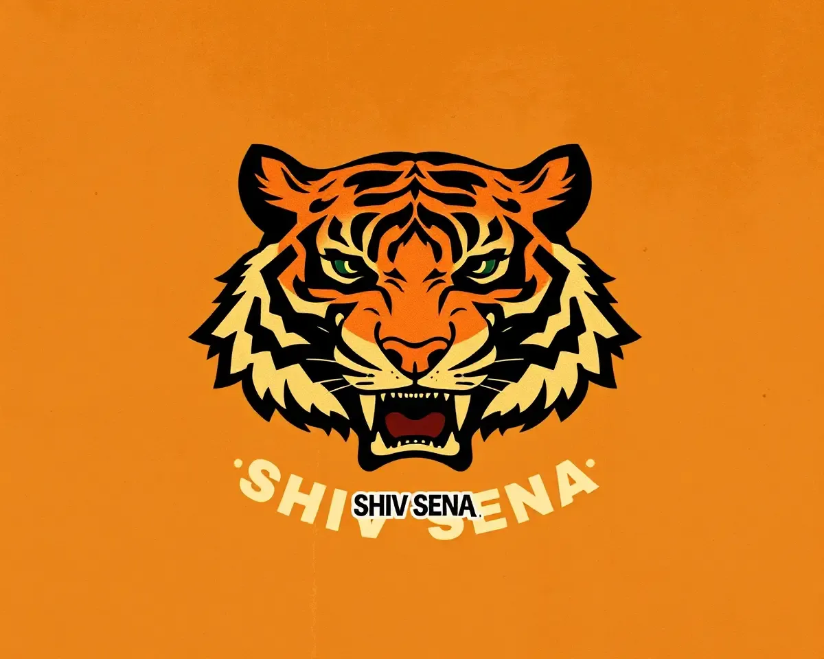 Vintage Distressed Shiv Sena Tiger Logo Illustration