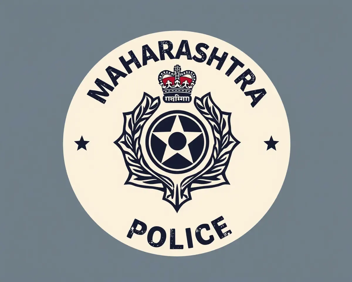 Vintage-Inspired Maharashtra Police Logo with Distressed Look