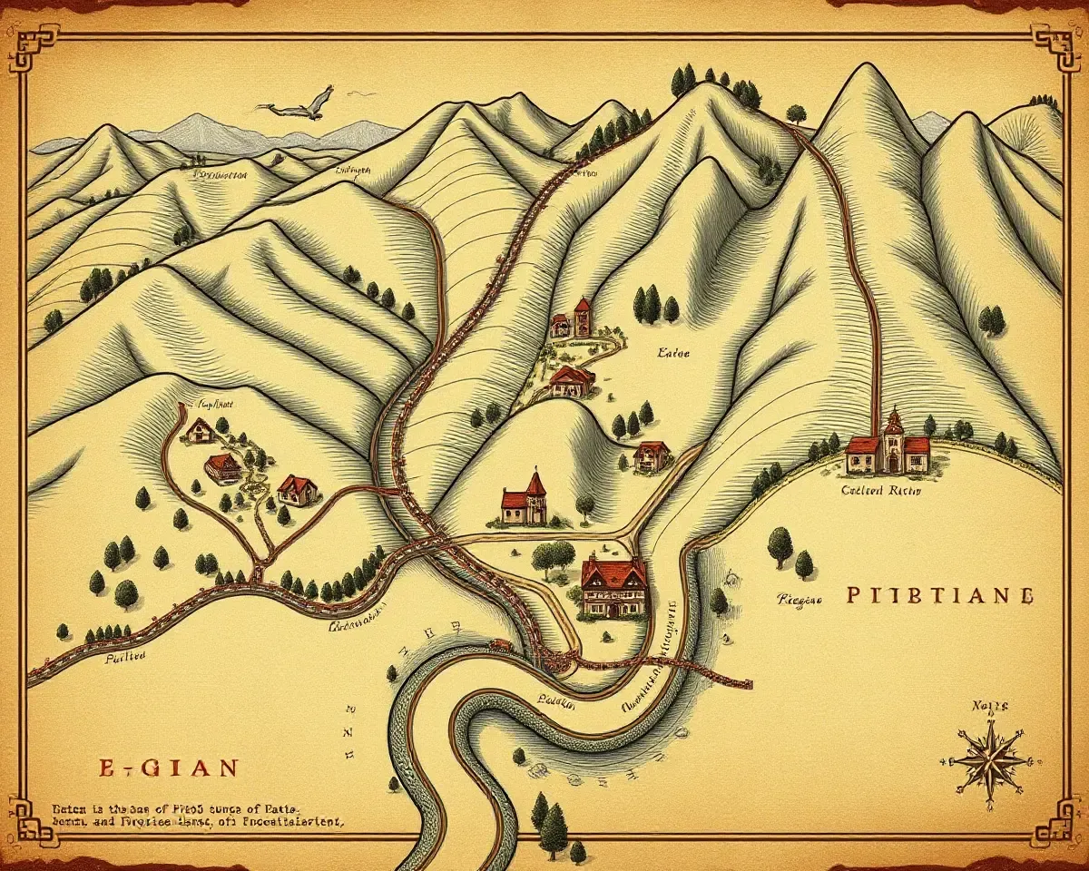 Vintage Map Illustration of Pital Bartan Region in PNG Format