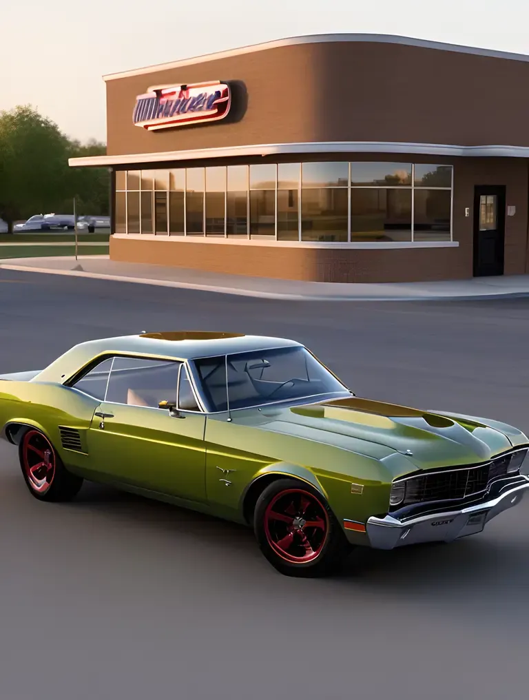 Vintage Muscle Car with Retro-Style License Plate
