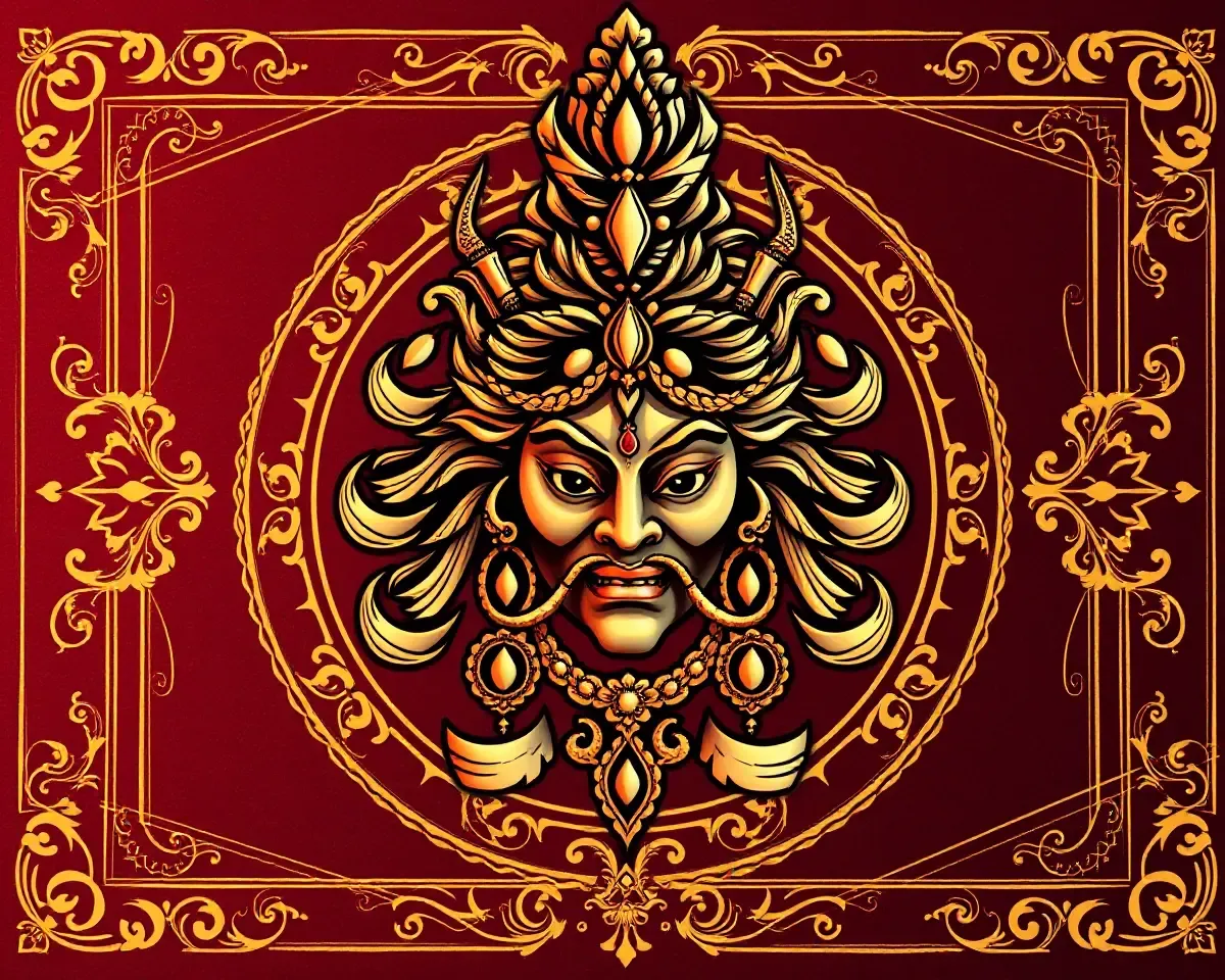 Vintage Shivratri Invitation Card in Hindi with Lord Shiva's Face and Golden Accents