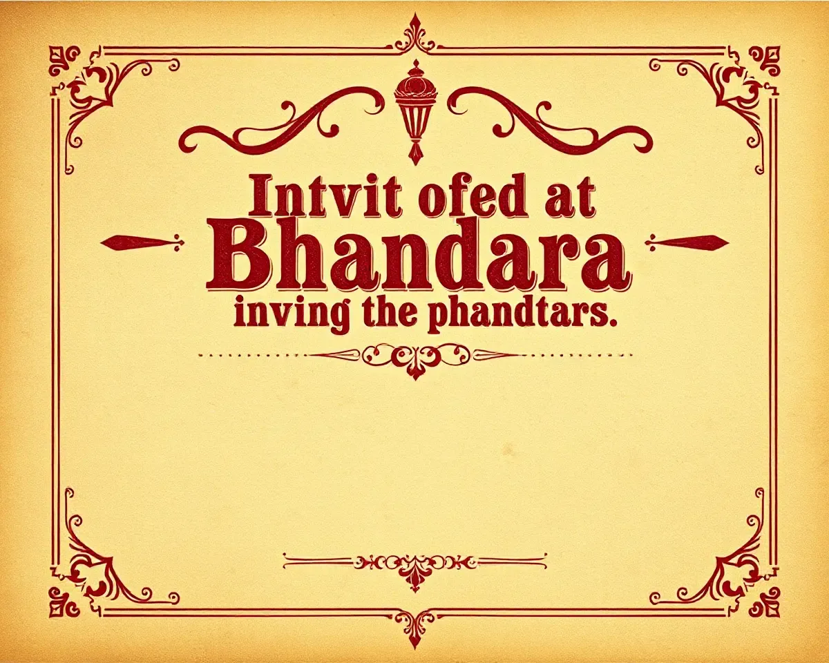 Vintage-Style Bhandara Invitation with Distressed Texture and Typography.