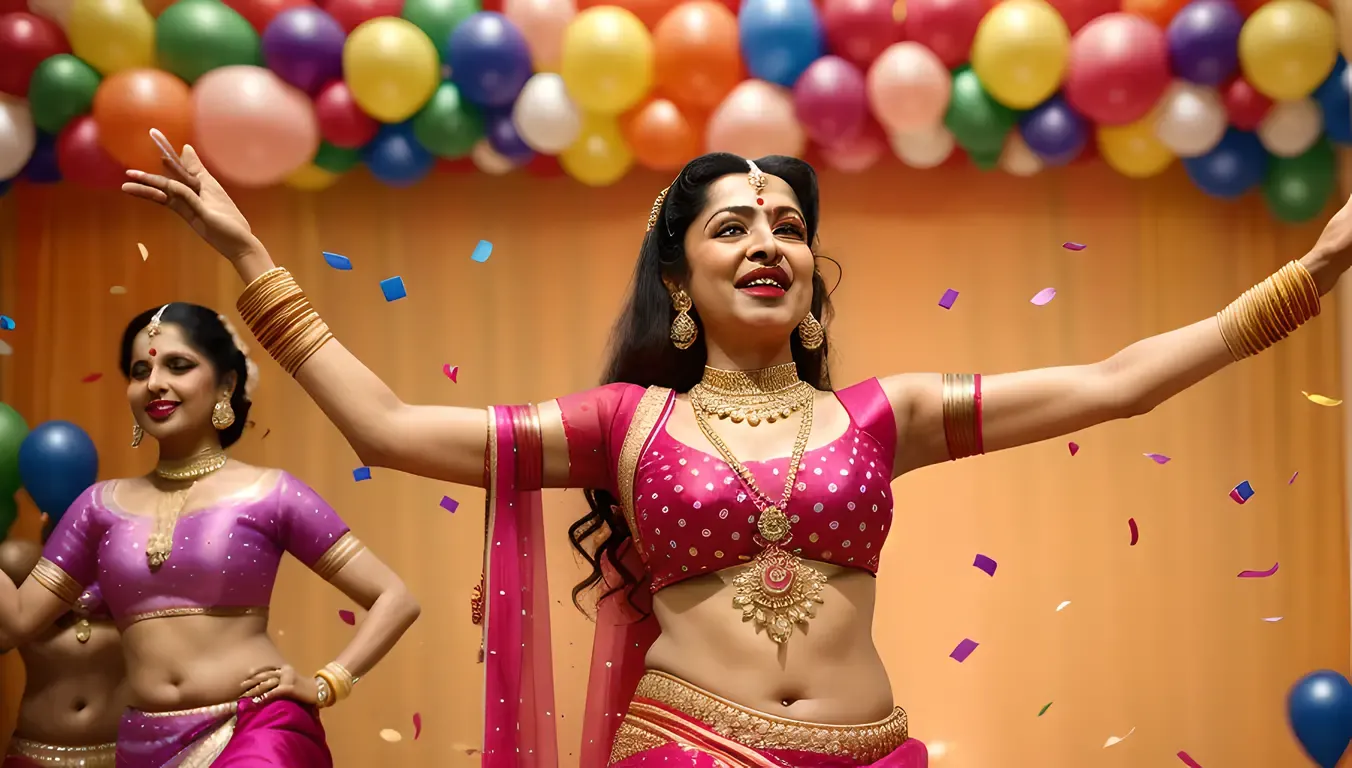 Vyjayanthimala Dancing in Lively Bollywood-Style Number with Confetti