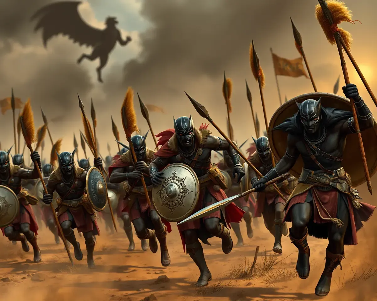 Wakandan Warriors Charge into Battle with Black Panther